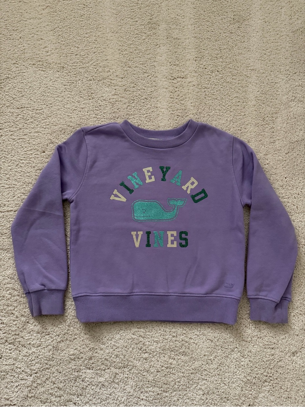 Girls size 5 Vineyard Vines Crewneck Sweatshirt with glittery letters and whale
